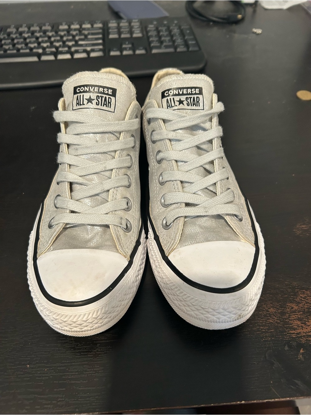 Converse Low Top Sneakers in Light Gray and White